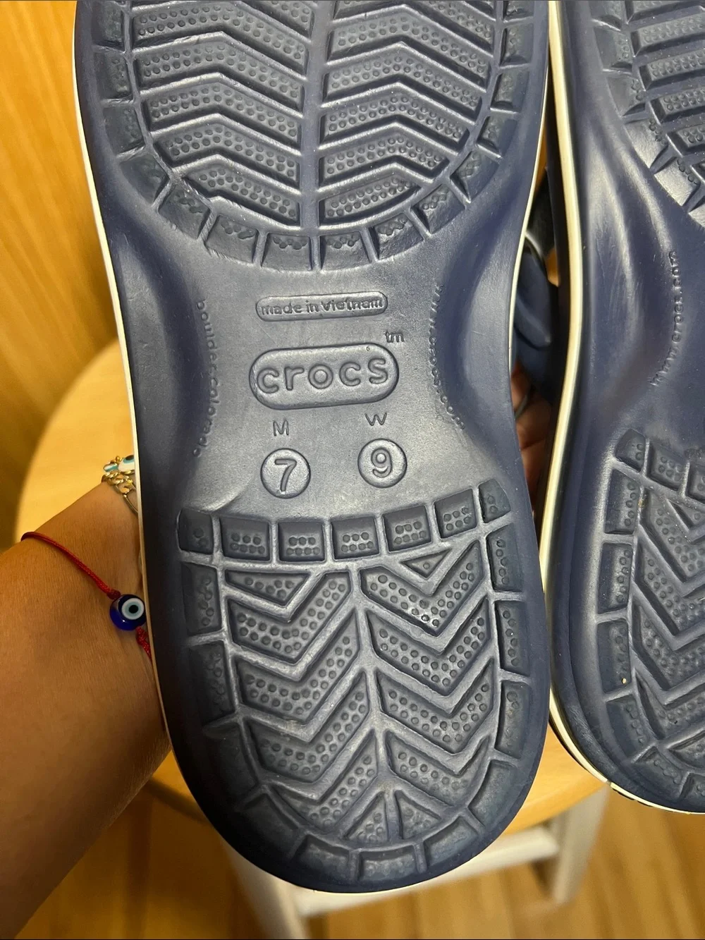 CROCS Men's Navy Flip-Flop Sandals with White Accent - Picture 5 of 5
